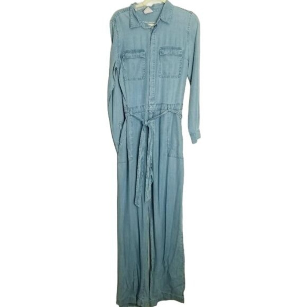 Laurie Felt NWT Tencel Denim Jumpsuit Vintage Wash Button Up Chambray Utility S